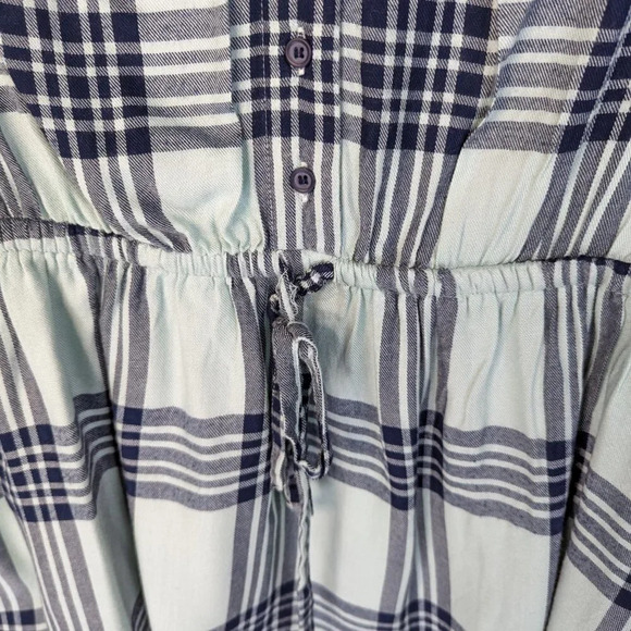 Lane Bryant Blue Plaid/Flannel Cinched Waist dress top size 14 - Picture 5 of 11